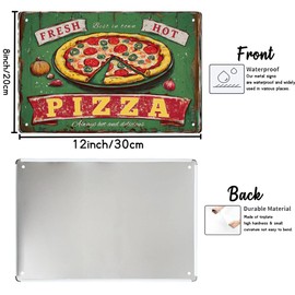 WEBEEDY Pizza Tin Signs Funny Food Sign Poster Vintage Metal Wall Decor for Coffee Bar Decor Home Kitchen Restaurant,Delicious Pizza Fast Retro Food Decor for Cafe Pub Bar Home Decor, 20x30cm