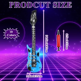 Bcxfbxd 10 Pieces Inflatable Guitar with 1 Inflatable Pump Multi Colors Blow up Guitar Fake Inflatable Party Prop Electric Guitars for 80s 90s Musical Themed Party Birthday Party Decor