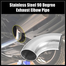 Hihaha 2pcs OD 1.25 Inch 90 Degree SS304 Stainless Steel Bend Tube Exhaust Elbow Pipe for Car Modified Exhaust System 0.06" Wall Thickness Piping Silver Tone Durable Material