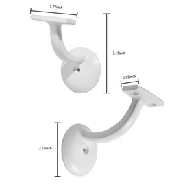 khtumeware 6 Pack White Hand Rail Bracket Heavy Duty Hardware for Stairways, Home or Office Vintage Stair Support Handrail Brackets