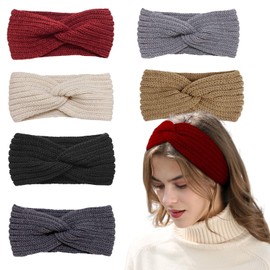 Children's Girls' Headband Women's Winter Knitted Headband Women's Thin Autumn and Winter Versatile Headband Women, 6 Pieces Crochet Warm Headband