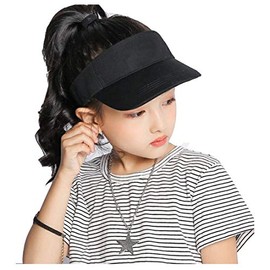 Kids Visor Sun Hat Adjustable Athletic Sports Hat 6 to 12 Years Old, Black, 6-12 Years