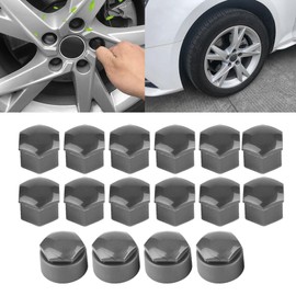Aramox Wheel Bolt Cover Wheel Bolt Cover, Pack of 20, 17 mm Nut, Car Wheel, Car Hub Screw Protection, Anti-Theft Cover Cap (Grey)