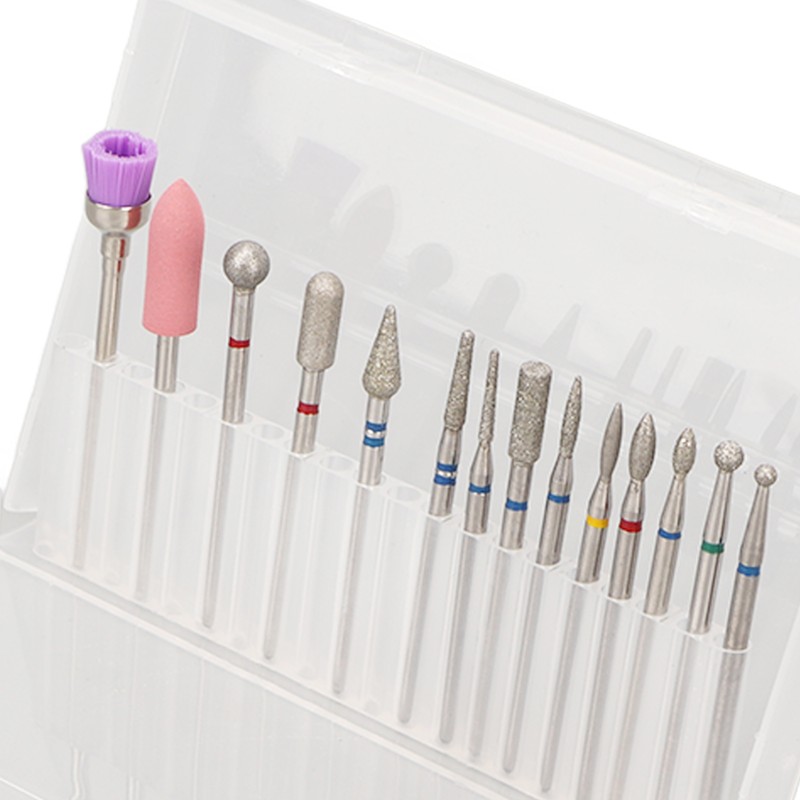 20 Holes 14pcs Nail Grinding Head Holder Manicure Pedicure Bits