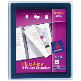 Flexi-View 6-Pocket Organizer, Navy Blue, Poly