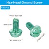 PATIKIL 5/32 x 5/16 Inch Threaded Screws, 50 Pack Green