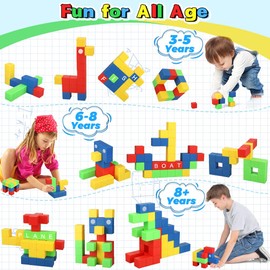 Dilabnda Magnetic Building Blocks Tiles STEM Toy Set for Kid, Learning Educational Science Creativity 3D Construction Magnet Cube Toys with Letter Number Graph for Boys Girls Age 3 4 5 6 7 (32PCS)