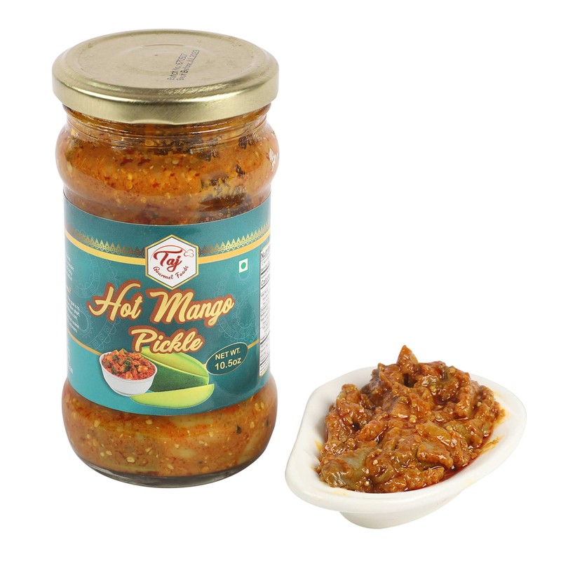 TAJ Hot Mango Pickle, Spicy Mango Achar |10.5oz (300g)