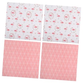 Hohopeti 4pcs Cartoon Flamingo Printed Fabric Durable DIY Patchwork Cloth for Quilts Cushions Crafts and Sewing Projects