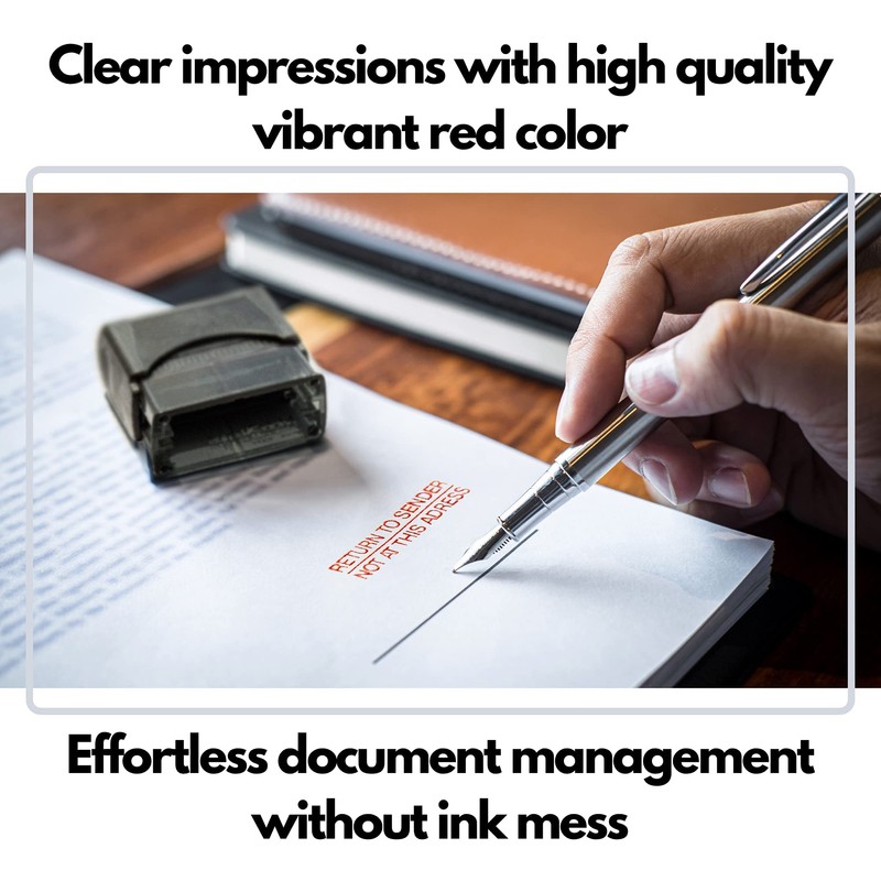 Self Inking Rubber Stamp, Refillable Red Ink Preinstalled - 1.4"