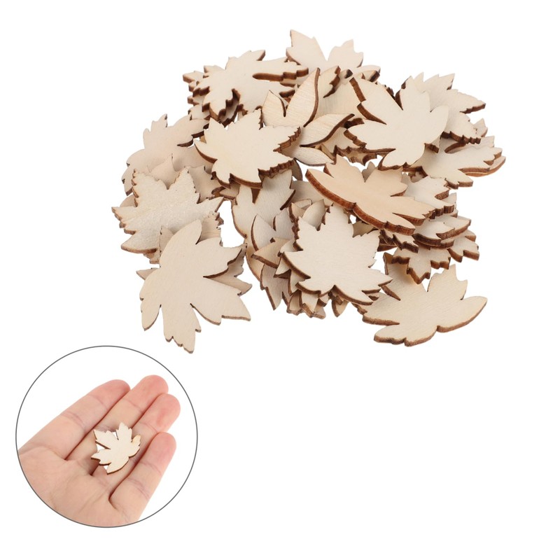 SHINEOFI 100pcs Unfinished Wooden Maple Leaves Cutouts for DIY Crafts