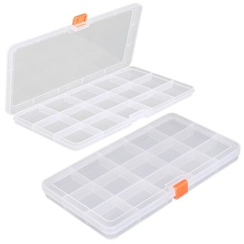 Size 8.9 x 4.3 x 0.7 inches (20.1 x 11.1 x 1.8 cm), Jewelry Storage Box (Set of 2), Clear Plastic Storage Box (15 Mass), Beads Storage Box for Small Items and Other Crafts Items