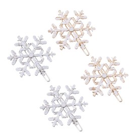 Lurrose 4pcs Hair Clips Christmas Snowflake Hair Pins Hair Barrettes Gold Bobby Pins Hair Accessories Christmas Hair Decoration Headwear Styling Tools for Womens Ladies