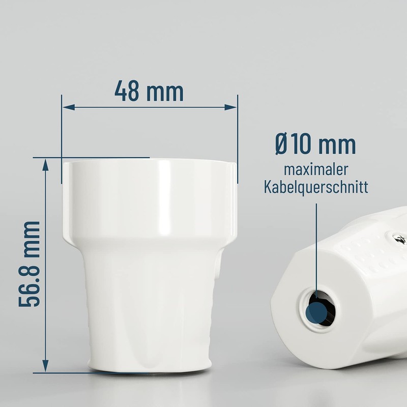 ABSINA 6 x Schuko Coupling White with Strain Relief -