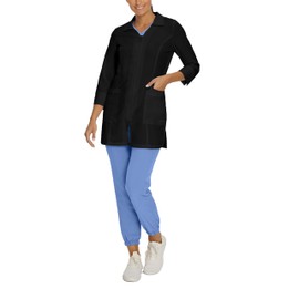 White Cross FIT Medical Lab Coat 3-Pocket Mid-Length White Coat for Women 2417 Black XXL