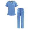 ThreeH Professional Nursing Scrubs Set V-Neck Collar Top Quick-Dry Stretch