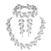 mecresh Simulated Pearl Leave Floral Bridal Jewelry Sets Crystal Wedding
