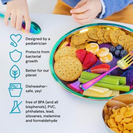 Ahimsa Stainless Steel Kids Utensils - Kids Fork and Spoon Set, Pediatrician Designed Rainbow Silverware Set, 100% BPA Free & Dishwasher Safe (Rainbow)