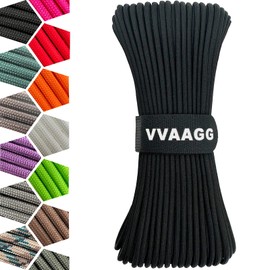 VVAAGG 1000lb Paracord Rope 200FT Utility Parachute Cord 4mm Heavy Duty 12 Strand Nylon Rope for Climbing Camping, Tent, Clothsline, Outdoor Hiking, Fishing (Black, 200FT)