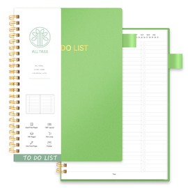 To Do List Notebook, Daily To Do List Planner, ALLTREE To Do List Notepad Spiral Planner, Daily Task Tracker with Wide lined Notebooks, Work Planner with Pocket, Pen Loop, 160 Pages, Green (7"x10")
