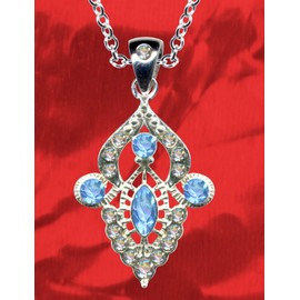 Art Nouveau 54025 Blue Art Nouveau Light Blue Silver Necklace + Silver Pendant Necklace Genuine 925 Silver Zirconia Crystals Rhinestone Clear White Beautiful Love Extravagant Fashion Pendant