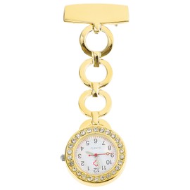 iplusmile Fob Watch with Rhinestones for Nurses Doctor Students Golden, golden