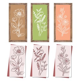 GSS Designs Wildflower Stencils 6x12Inch Flower Stencils for Painting Wood Reusable Floral Field Plants Wild Flower Stencil for Crafts Wall Canvas Fabric Paper DIY Furniture Card