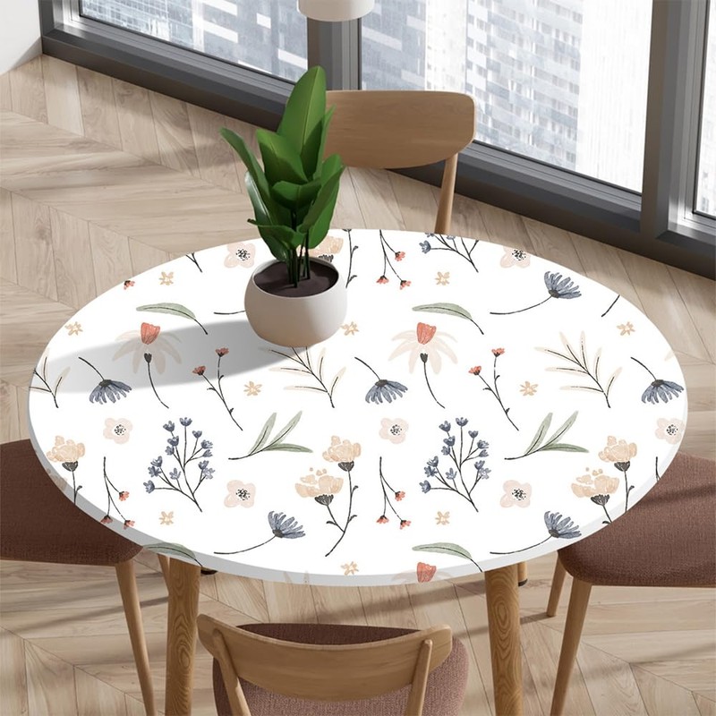 Highdi Tablecloth Washable Round 90 cm, Elastic Printable Tablecloth Outdoor
