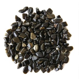 IMALY Gold Obsidian Tumbled Chips Stone Polished Crushed Healing Crystal Quartz Pieces Irregular Shaped Stones for Home Decorative Stones Vases Plants Succulents 0.5lb