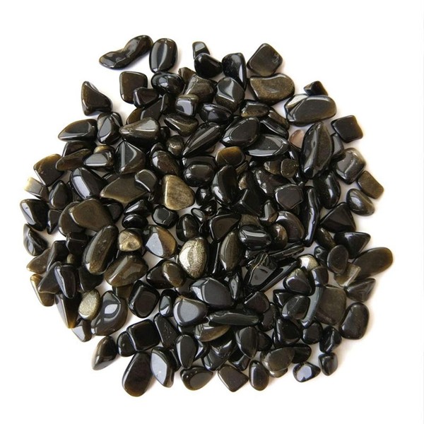 IMALY Gold Obsidian Tumbled Chips Stone Polished Crushed Healing Crystal
