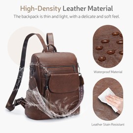 YOODI Leather Backpack Women's Small Elegant Waterproof 3-in-1 Handbag Backpack Women's Theft-Proof Women's City Backpack Modern Backpack Women Daypack for Travel School Everyday, black