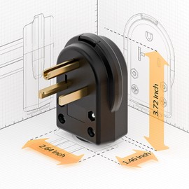 30AMP 125 Volt Nema 5-30P Plug 30 Amp 125 Volt Angle Plug, 3 Pole 3 Wire Grounding Straight Blade Plug for Welders, Work with Cable OD Max. 1.0 Inch