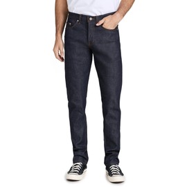 Naked & Famous Denim Men's WeirdGuy Low Rise Tapered Leg Jean In Dirty Fade Selvedge, Dirty Fade Selvedge, 34x35