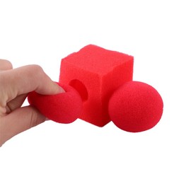 MOMOMAGE Red Balls to Square Sponge Magic Tricks Square with 2 Pcs Balls Magic Accessories Easy to do Comedy Close up Magic Gimmick Props Shows