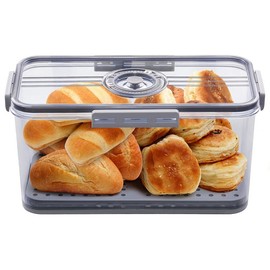 Bread Box Airtight Bread Boxes with Lid,Time Recording Bread Storage Container,Gray Silicone Transparent Utensils large bread bread box