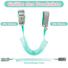 VEGCOO 2 Pieces Baby Anti-Lost Belts, 2.5 m Long Safety Leash for Toddlers, 360° Rotating Toddler Bracelet with Key Lock Anti-Lost Wristband for Toddlers