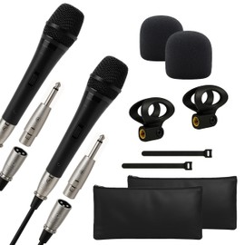 Bowens Dynamic Microphone 2-Pack – Wired Handheld XLR Mics with 15ft Cables, Professional Vocal Microphones for Singing, Karaoke, Podcasting, PA Systems, and Studio Recording Microfono