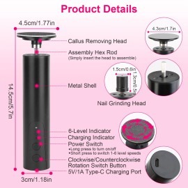 iMountek Foot Callus Remover Electric Foot File Nail Grinder Dead Skin Pedicure Remover