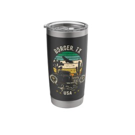 Borger TX USA Hotrod Retro Desert Sunset Design Stainless Steel Insulated Tumbler
