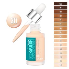 Maybelline New York Green Edition Superdrop Tinted Oil Makeup, Adjustable, Natural Coverage, In 8 Shades, Formulated With Jojoba and Marula Oil, 0.67 