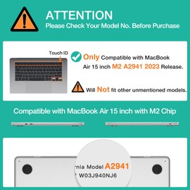 MOSISO Compatible with MacBook Air 15 inch Case 2023 Release A2941 M2 Chip with Liquid Retina Display & Touch ID, Protective Plastic Hard Shell Case Cover, Crystal Clear