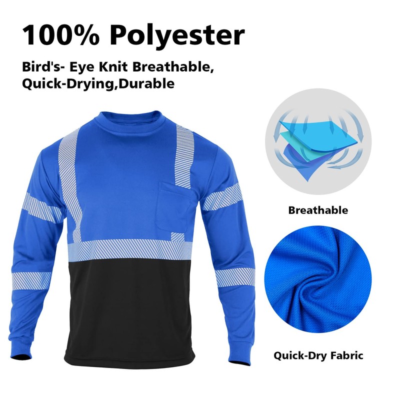 VENDACE Safety Reflective High Visibility Long Sleeve Shirts ANSI Class