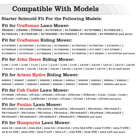 192507 Starter Solenoid Relay for Riding Lawn Mower, 12V Relay Switch, Fit for Craftsman YS4500 LT2000 YT3000 Poulan Husqvarna MTD Cub Cadet, Replace 582042802, 532192507, 435-325