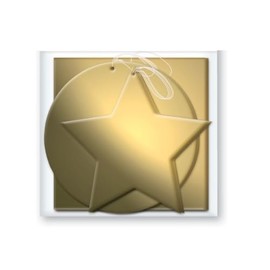 12 x Foil Christmas Xmas Present Shaped Gift Tags in Red Silver or Gold, Gold