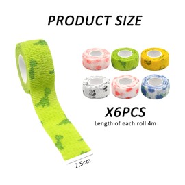 Pack of 6 Pet Bandages, Veterinary Wraps, Animal Paw Bandages, Dog Wound Bandages, Veterinary Wrap Bandages, Elastic, Breathable Gauze, Suitable for Pet Cats, Dogs, Horses and Other Animals
