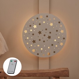 Lights4fun 30cm LED Nachthimmel Nachtlicht mit Fernbedienung Nachtlicht Aufladbar Kinderzimmer Deko Wandlampe Kinderzimmer Nachtlampe Kinderzimmer Nachtlicht