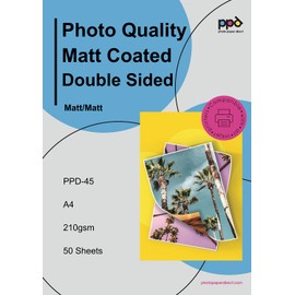 PPD 50 Sheets A4 Matt Photo Quality Paper Double Sided Heavyweight 210gsm High Resolution PPD-45-50