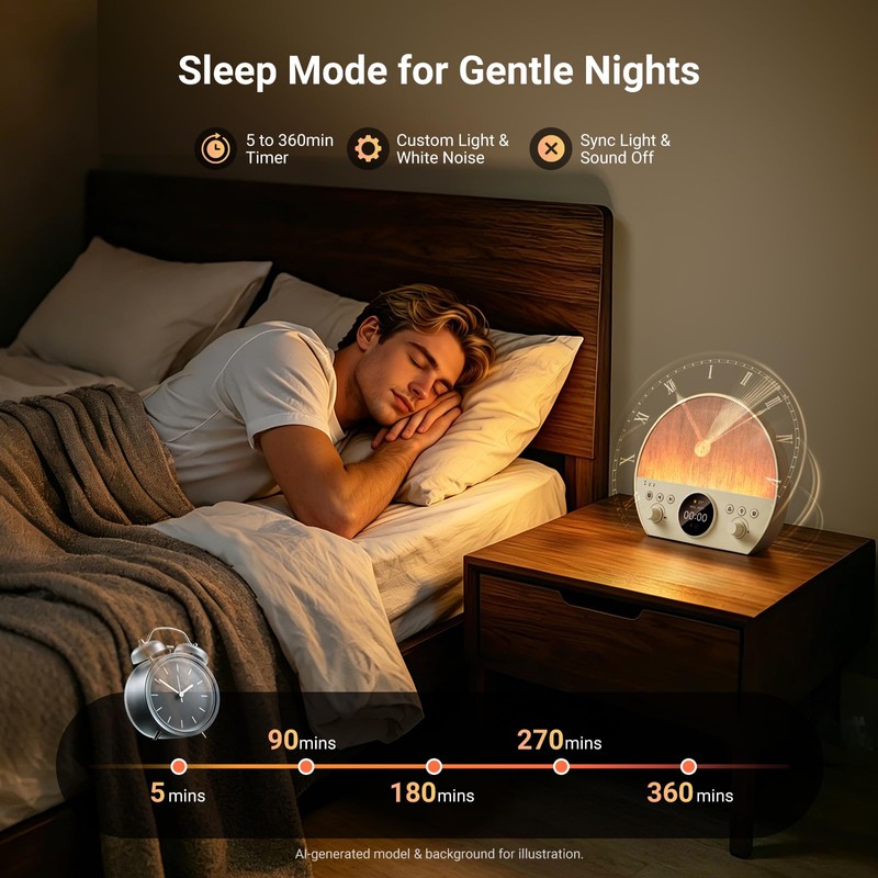 NEEWER NF03 Sunrise Alarm Clock Smart Wake Up Light, AI