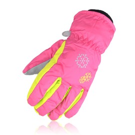 AMYIPO Kids Winter Snow Ski Gloves Children Snowboard Gloves for Boys Girls (Pink-3, M)