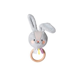 Taf Toys TAF13025 Rylee Bunny Soft Plush Toddler Sensory Easy to Grab Wooden Ring Rattle. Suitable for Newborn Baby Boys & Girls from Birth